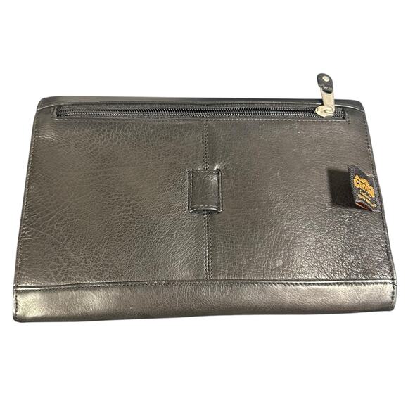 Canyon Outback Black Leather Envelope Clutch Bag Foldover Slim Purse wallet - Picture 2 of 11